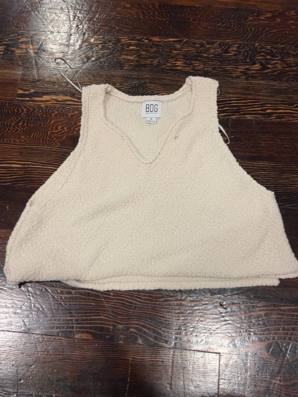 BDG Cream Knit V-Neck Cropped Tank